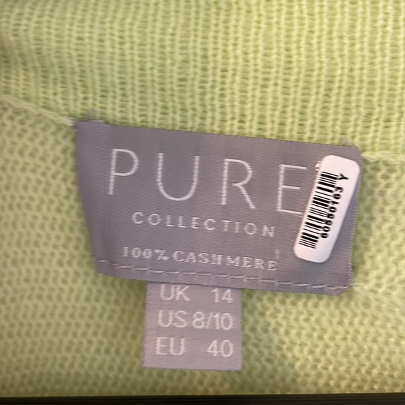 Pure Collection Cashmere Sweater Cardigan Women’s Size 8/10 Medium Chartreuse - Picture 10 of 11